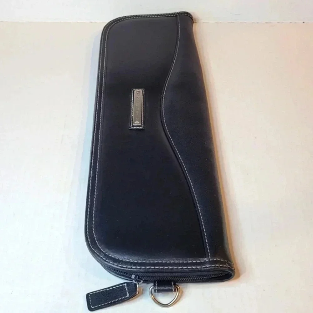 GEOFFREY BEENE Black Leather Tie Case Holder Travel Case Vintage